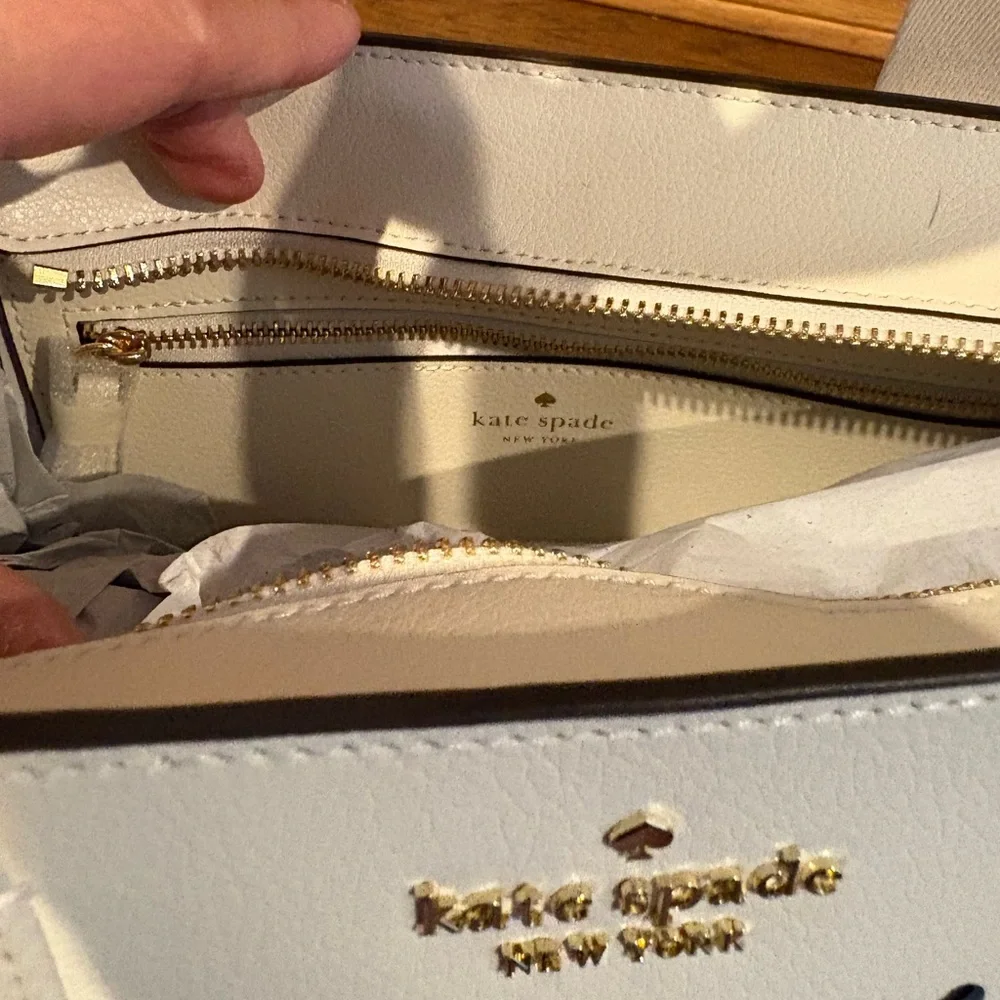 Kate Spade NWT Kip Perforated Leather Tote in Meringue Cream - Picture 8 of 11
